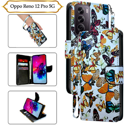 Asmart Flip Cover for Oppo Reno 12 Pro 5G(White, Pack of: 1)