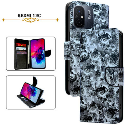 Asmart Flip Cover for Redmi 12c(Black, Pack of: 1)