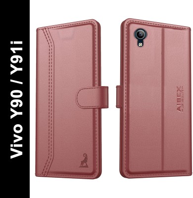 AIBEX Flip Cover for Vivo Y91i / Vivo Y90 / Vivo 1s|Vegan PU Leather |Foldable Stand & Pocket |Magnetic Closure(Brown, Cases with Holder, Pack of: 1)