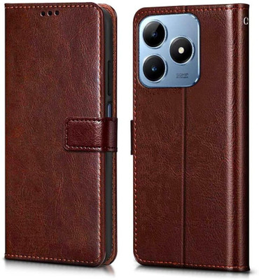 Aatov Flip Cover for Realme C63 4G, Realme Narzo N63 4G(Brown, Dual Protection, Pack of: 1)