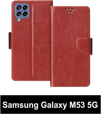 SBMS Flip Cover for Samsung Galaxy M53 5G(Brown, Shock Proof, Pack of: 1)