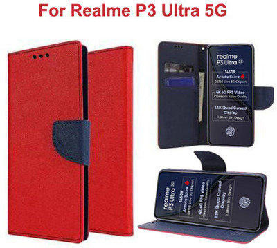 Carnage Flip Cover for Realme P3 Ultra 5G(Red, Cases with Holder, Pack of: 1)