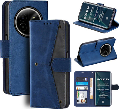 Unistuff Flip Cover for Lava Bold 5G(Blue, Camera Bump Protector, Pack of: 1)