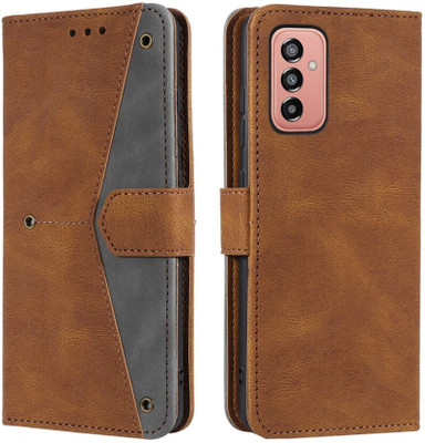 Aarov Flip Cover for Samsung Galaxy F23 5G(Brown, Dual Protection)