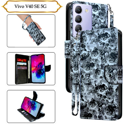 Asmart Flip Cover for Vivo V40 SE 5G(Black, Pack of: 1)