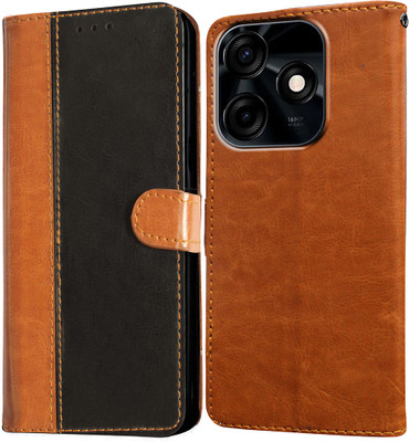 Casotec Flip Cover for Tecno Spark 10C 4G(Brown, Pack of: 1)