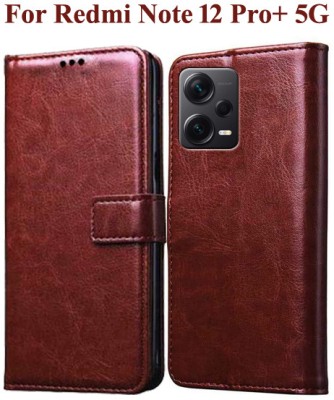 Wristlet Flip Cover for Redmi Note 12 Pro+ 5G, Redmi Note 12 Pro Plus 5G(Brown, Cases with Holder, Pack of: 1)