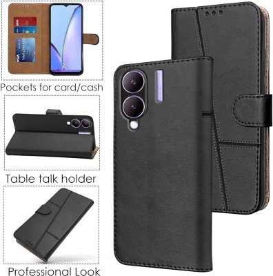 spaziogold Flip Cover for Vivo Y28(Black, Dual Protection, Pack of: 1)