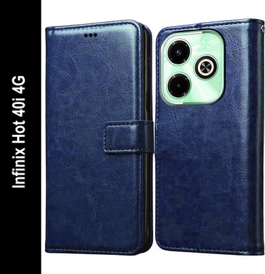 Casotec Flip Cover for Infinix Hot 40i 4G(Blue, Pack of: 1)