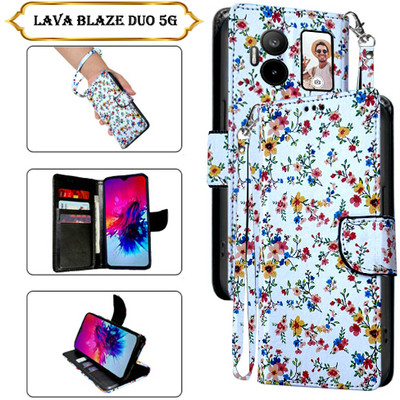 Cutemart Flip Cover for Lava Blaze Duo 5G(White, Pack of: 1)