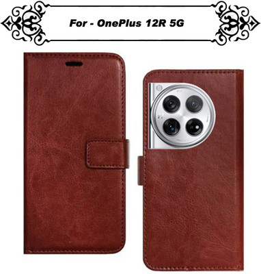 Asmart Flip Cover for Oneplus 12R 5G(Brown, Pack of: 1)