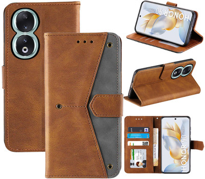Autofocus Flip Cover for Honor 90 5G(Brown, Camera Bump Protector, Pack of: 1)