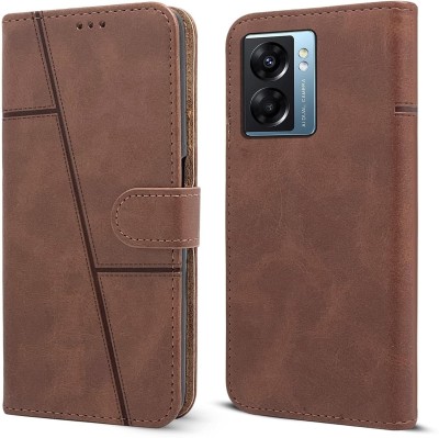 spaziogold Flip Cover for OPPO K10 5G(Premium Leather Material | Built-in Stand | Card Slots and Wallet)(Brown, Dual Protection, Pack of: 1)