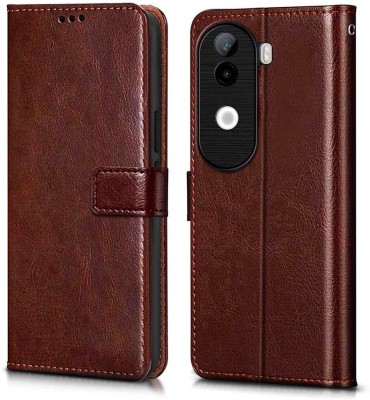 WOW Imagine Flip Cover for iQOO Z9s 5G | Vivo V40e 5G, (Flexible | Leather Finish | Card Pockets Wallet & Stand |(Brown, Magnetic Case, Pack of: 1)