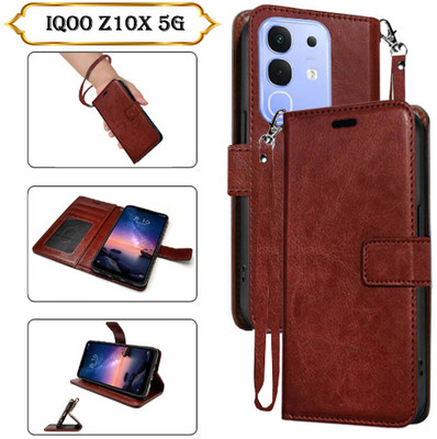 Cutemart Flip Cover for iQOO Z10x 5G(Brown, Pack of: 1)