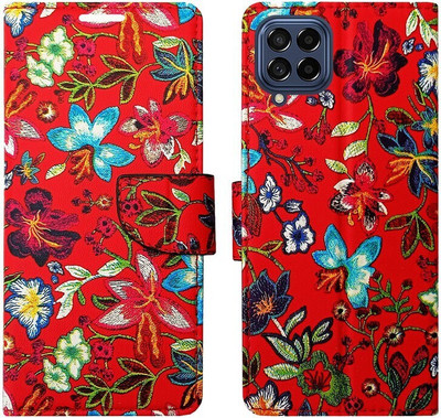 Dhar Flips Flip Cover for Samsung M53 5G(Red, Magnetic Case, Pack of: 1)