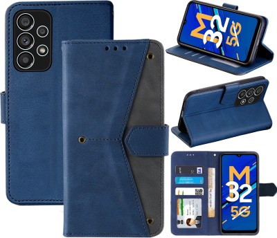 Autofocus Flip Cover for Samsung Galaxy M32 5G(Blue, Camera Bump Protector, Pack of: 1)