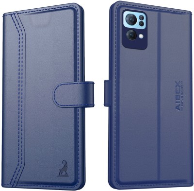 AIBEX Flip Cover for Oppo Reno 7 Pro 5G|Vegan PU Leather |Foldable Stand & Pocket |Magnetic Closure(Blue, Cases with Holder, Pack of: 1)