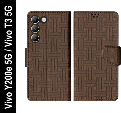 SBMS Flip Cover for Vivo Y200e 5G / Vivo T3 5G Back Cover Case with Magnatic Closure(Brown, Shock Proof, Pack of: 1)