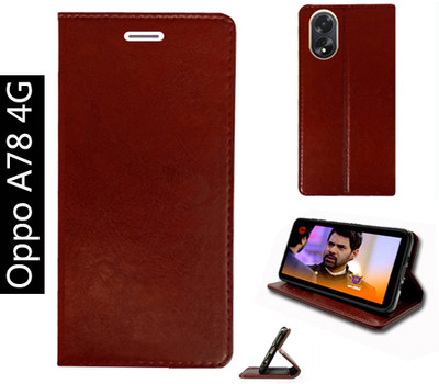 Toklot Flip Cover for Oppo A78 4G(Brown, Pack of: 1)