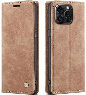 Clickcase Flip Cover for Apple iphone 16 Pro Max(Brown, Dual Protection)