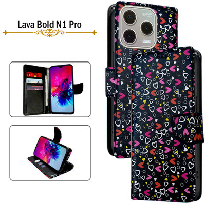Hpa Flip Cover for Lava Bold N1 Pro(Black, Pack of: 1)