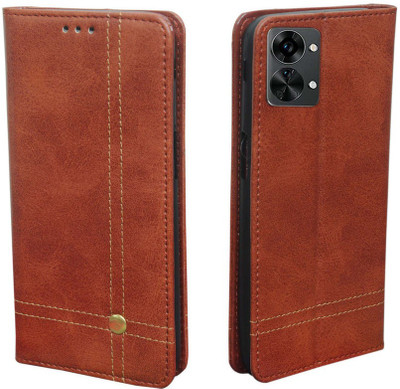 SESS XUSIVE Flip Cover for Magnetic For Oneplus Nord 2T 5G - Magnetic Brown(Brown, Dual Protection)
