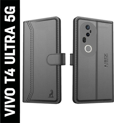 AIBEX Flip Cover for Vivo T4 Ultra 5G |Premium Leather Finish | Magnetic Closure | Kickstand Feature(Black, Magnetic Case, Pack of: 1)