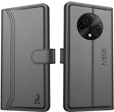 AIBEX Flip Cover for Oppo F27 Pro+ 5G|Vegan PU Leather |Foldable Stand & Pocket |Magnetic Closure(Black, Cases with Holder, Pack of: 1)