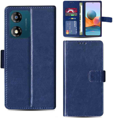 Kalua Mall Flip Cover for Moto E13 flip cover | Moto PAXT0068IN flip cover | Blue(Blue, Magnetic Case, Pack of: 1)