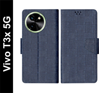 SBMS Flip Cover for Vivo T3x 5G Back Cover Case with Magnatic Closure(Blue, Shock Proof, Pack of: 1)