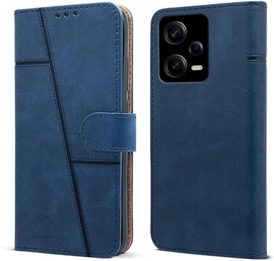 spaziogold Flip Cover for Mi Redmi Note 12 Pro 5G(Premium Leather Material | Built-in Stand | Card Slots and Wallet)(Blue, Dual Protection, Pack of: 1)