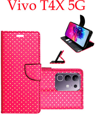 Shanno Enterprises Flip Cover for Vivo T4x 5G(Pink, Pack of: 1)