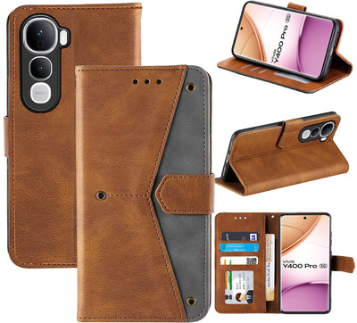 Autofocus Flip Cover for Vivo Y400 Pro 5G(Brown, Camera Bump Protector, Pack of: 1)