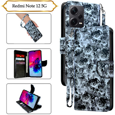 Asmart Flip Cover for Redmi Note 12 5G(Black, Pack of: 1)