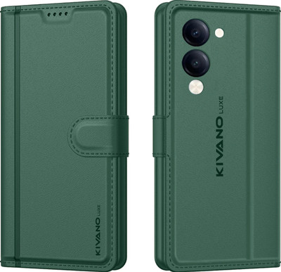 KIVANO LUXE Flip Cover for Vivo T4 Lite 5G / iQOO Z10 Lite 5G / Vivo Y19 5G / Vivo Y19e(Green, Magnetic Case, Pack of: 1)