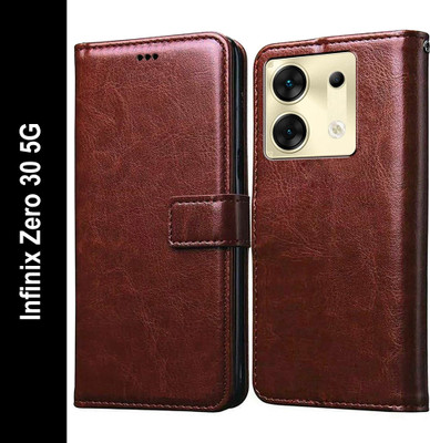 Casotec Flip Cover for Infinix Zero 30 5G(Brown, Pack of: 1)