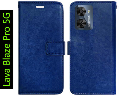 Toklot Flip Cover for Lava Blaze Pro 5G(Blue, Pack of: 1)