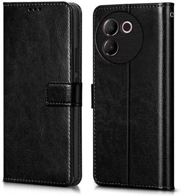 WOW Imagine Flip Cover for vivo V30e, Vivo V30e 5G (Flexible | Leather Finish | Card Pockets Wallet & Stand |(Black, Magnetic Case, Pack of: 1)