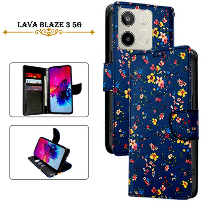Cutemart Flip Cover for Lava Blaze 3 5G(Blue, Pack of: 1)