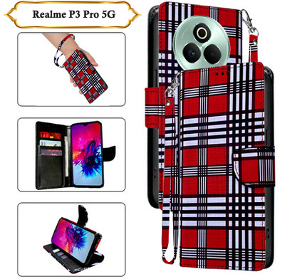 SALGO Flip Cover for Realme P3 Pro 5G(Red, Pack of: 1)