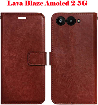 Vacko Flip Cover for Lava Blaze Amoled 2 5G(Brown, Pack of: 1)