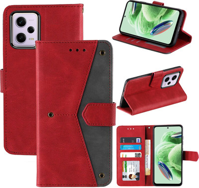 Autofocus Flip Cover for Redmi Note 12 5G(Red, Camera Bump Protector, Pack of: 1)