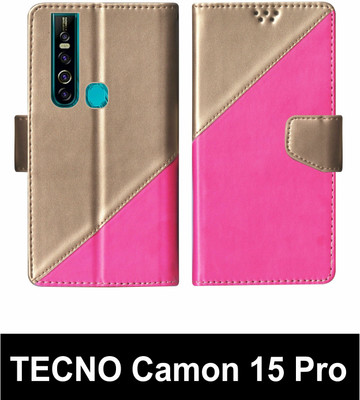 korumacase Flip Cover for TECNO Camon 15 Pro Multicolor(Pink, Shock Proof, Pack of: 1)