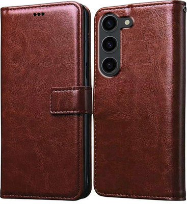 Casotec Flip Cover for Samsung Galaxy S23 5G(Brown, Pack of: 1)