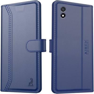 AIBEX Flip Cover for Realme Narzo 50i|Vegan PU Leather |Foldable Stand & Pocket |Magnetic Closure(Blue, Cases with Holder, Pack of: 1)