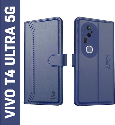 AIBEX Flip Cover for Vivo T4 Ultra 5G |Premium Leather Finish | Magnetic Closure | Kickstand Feature(Blue, Magnetic Case, Pack of: 1)