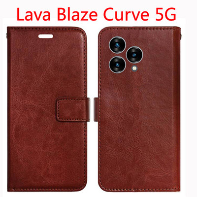 Toklot Flip Cover for Lava Blaze Curve 5G(Brown, Pack of: 1)