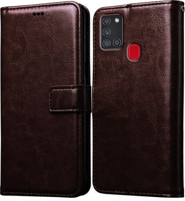Casotec Flip Cover for Samsung Galaxy A21s(Brown, Pack of: 1)