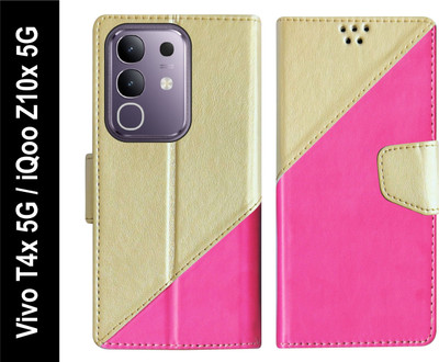 SBMS Flip Cover for Vivo T4x 5G / iQOO Z10x 5G Back Cover Case with Magnatic Closure(Pink, Shock Proof, Pack of: 1)
